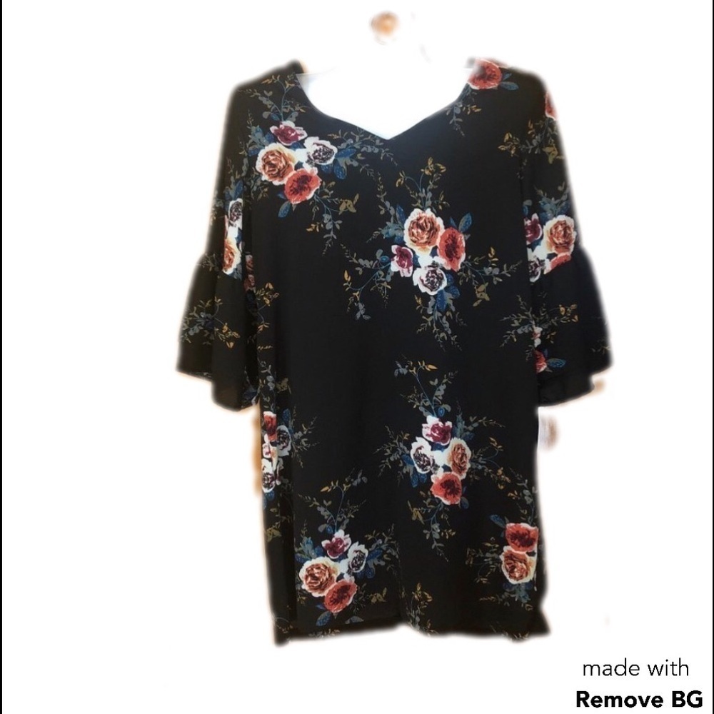 BELONGSCI Women's Black Floral Bell Sleeve Dress